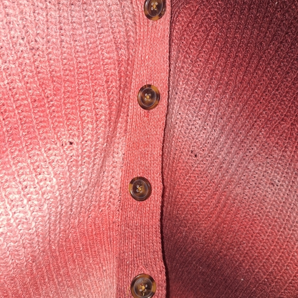 Scotch & Soda Large Pink Ombre Gradient Puffy Sleeve V-Neck Cardigan - Picture 7 of 10